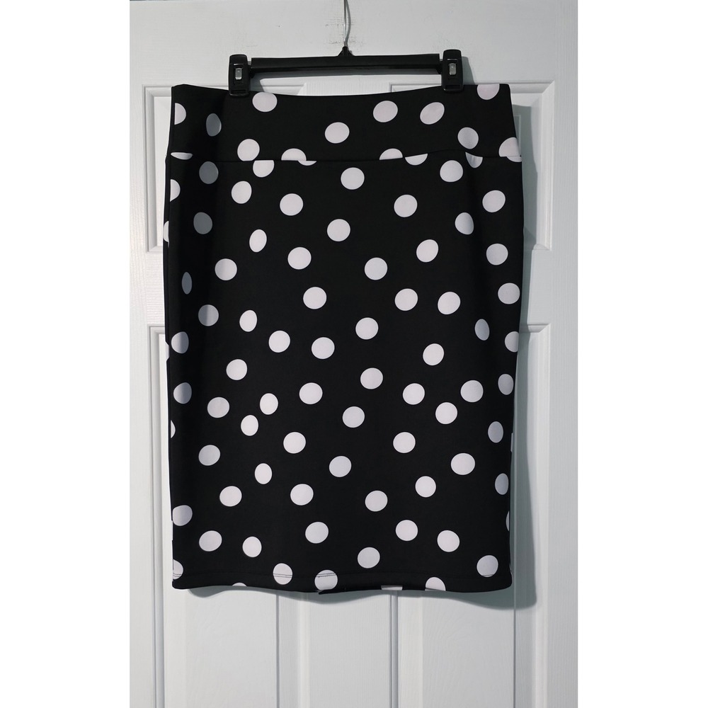 INC International Concepts Womens XL Black White Polka Dot Pencil Skirt Stretch